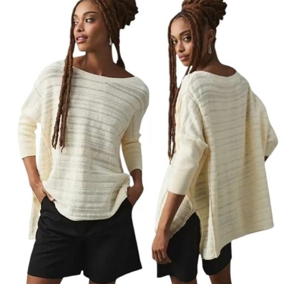Pilcro Anthropologie Textured Oversized Knit Pullover Sweater Women's M Cream - Picture 1 of 8